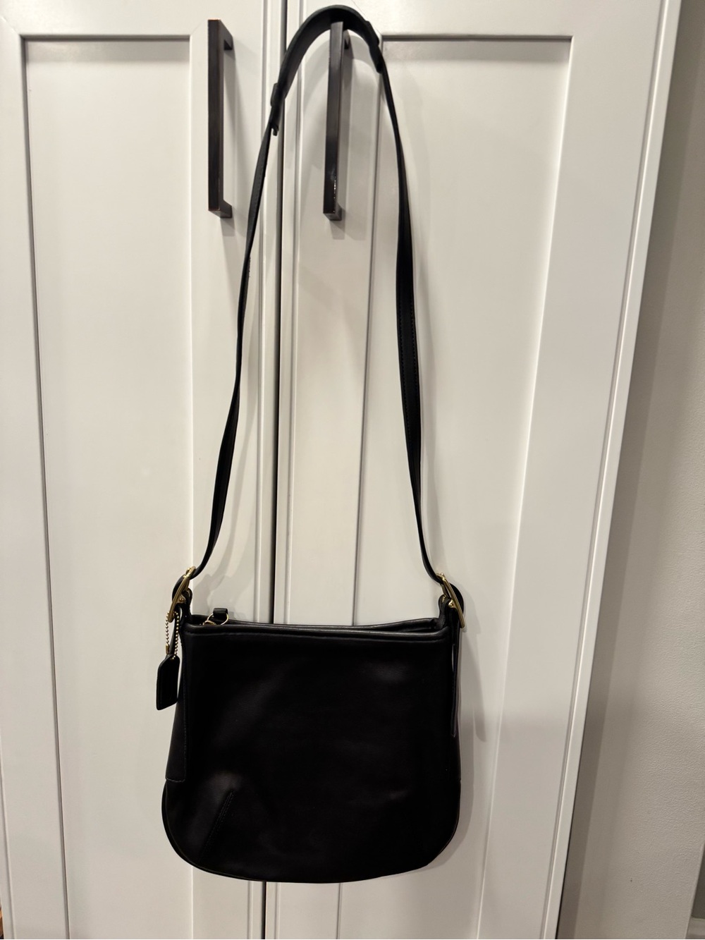 Vintage COACH 9204 Black Leather  Crossbody Flat Bag USA
